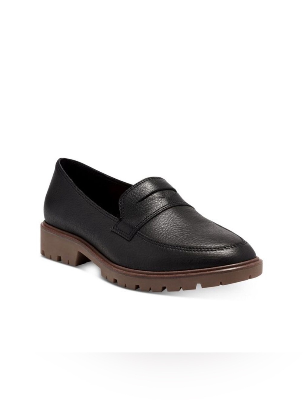 Lucky Brand Women's Tomber Lug Sole Black Leather Loafers Size 10M Minimalist